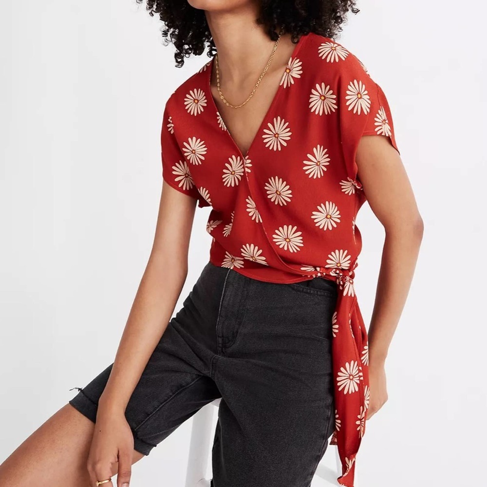 Daisy Daydream Madewell Tie Wrap Top Women's size S floral print